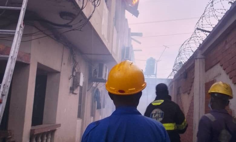 Fire Guts Sections of Ago Medical Centre in Okota, Lagos